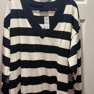 Lane Bryant Bold Stripe V-Neck Sweater